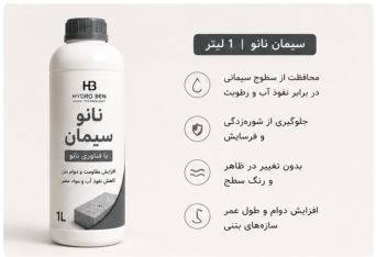 نانو محافظ سیمان هیدروبن Hydro Ben حجم ۱ لیتر | آبگریزکننده سطوح سیمانی